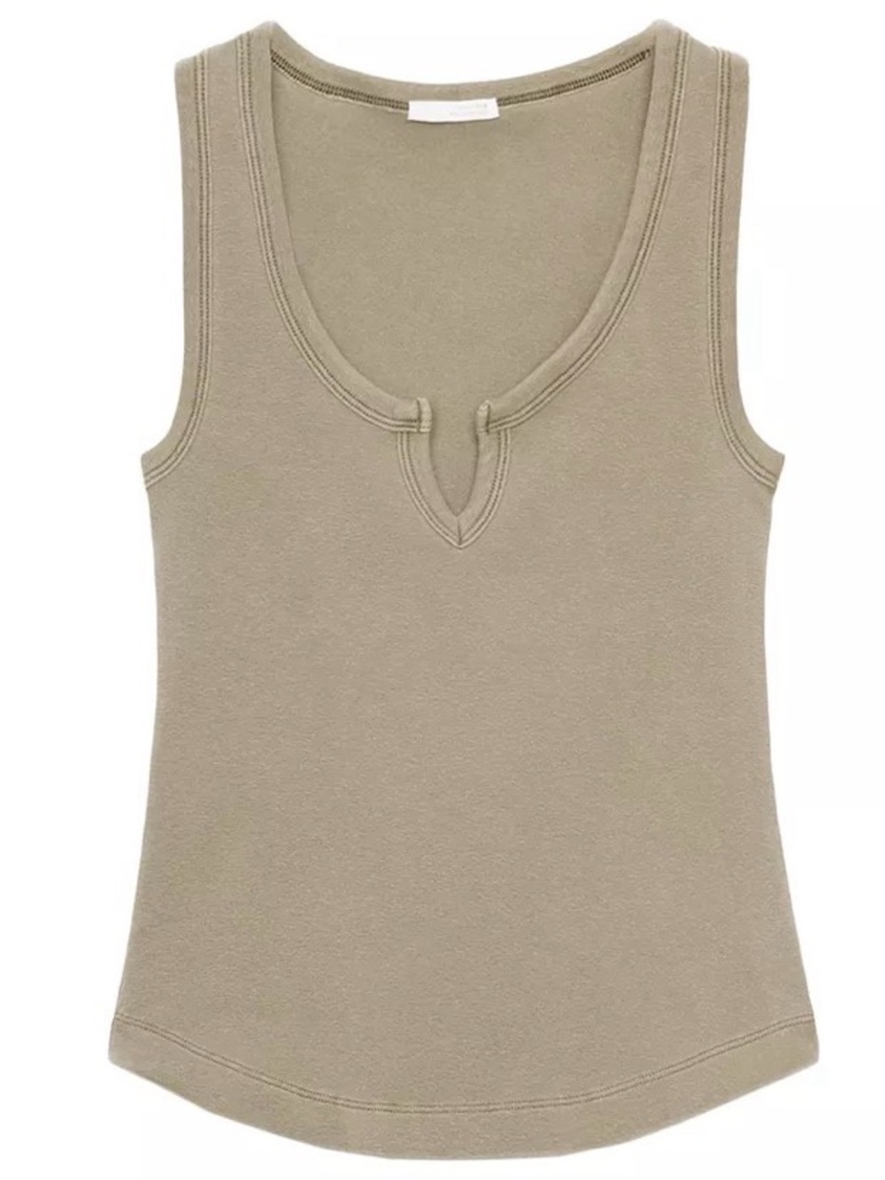 Zara Taupe Notch-Neck Ribbed Tank Top